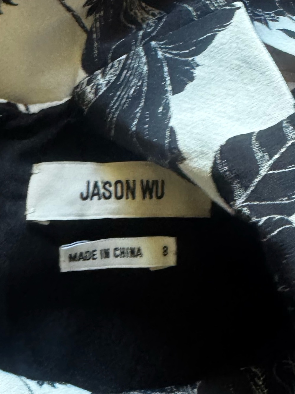 Jason Wu Black and White Floral High-Neck Mini Dress - Picture 5 of 6